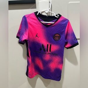 Jordan Jersey Kids Medium Pink Purple Graphic Pullover Paris Saint-Germain F.C.